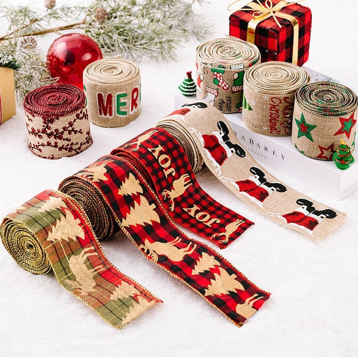 NINEXIS - Wholesale Ribbon - Gift Wrapping - CWMM10228_CARTOON CHRISTMAS BURLAP RIBBON CREATIVE TREE DECO8
