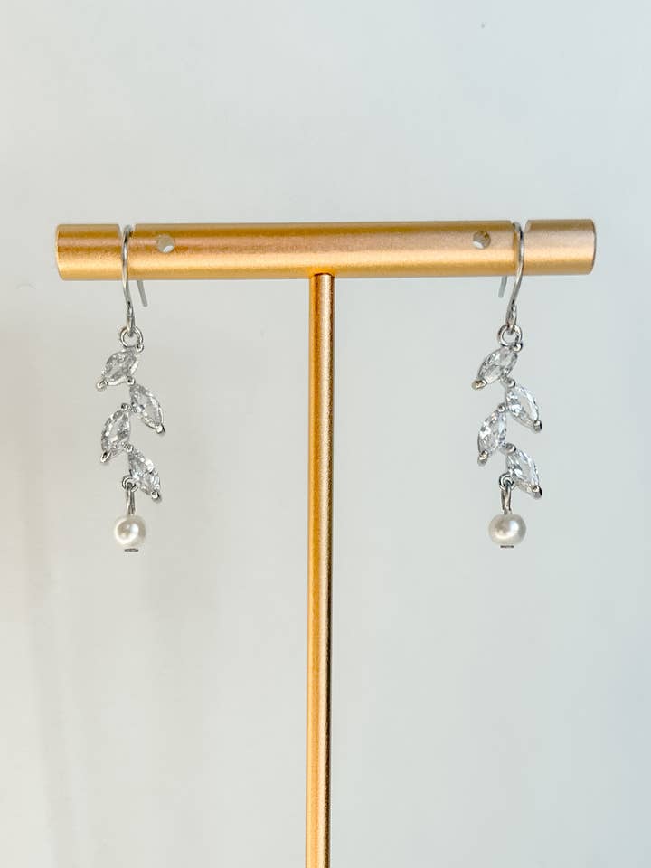 Pearl Earrings - Silver Wedding Earrings for wholesale by Clay & Fern Co.