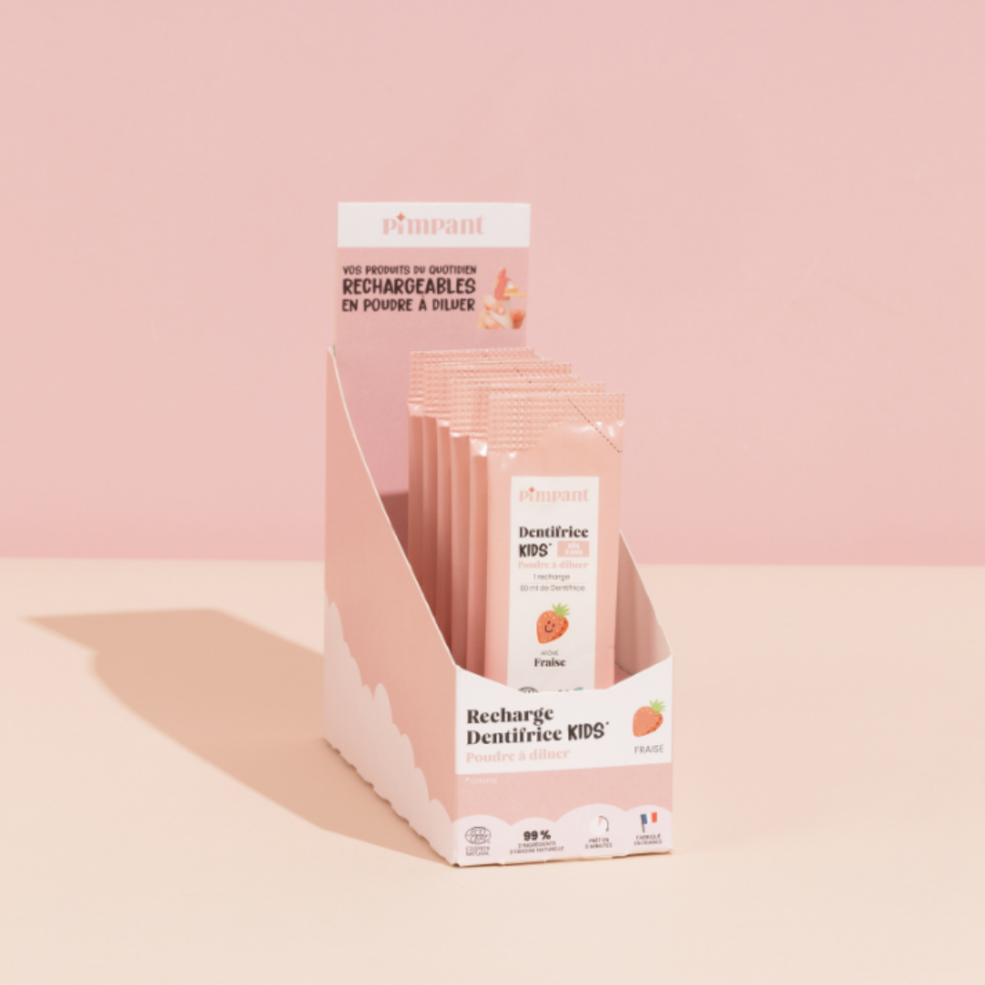 PIMPANT - Vente Dentifrices - Dentifrice Fraise Kids en Poudre à Diluer 8 gr1