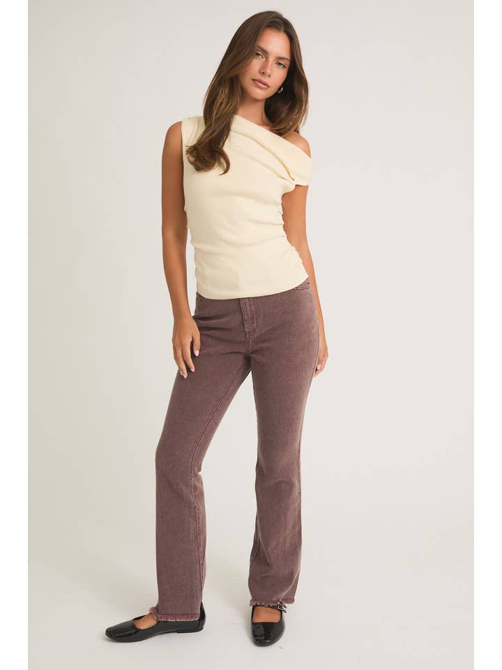 LE LIS - Wholesale Knit Top - Women's - ASYMMETRICAL NECK SWEATER TOP23