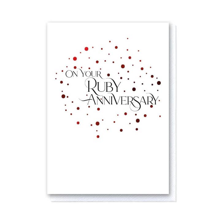 Milestone Moments Ruby Wedding Anniversary Card for wholesale by Grace Jackson Design