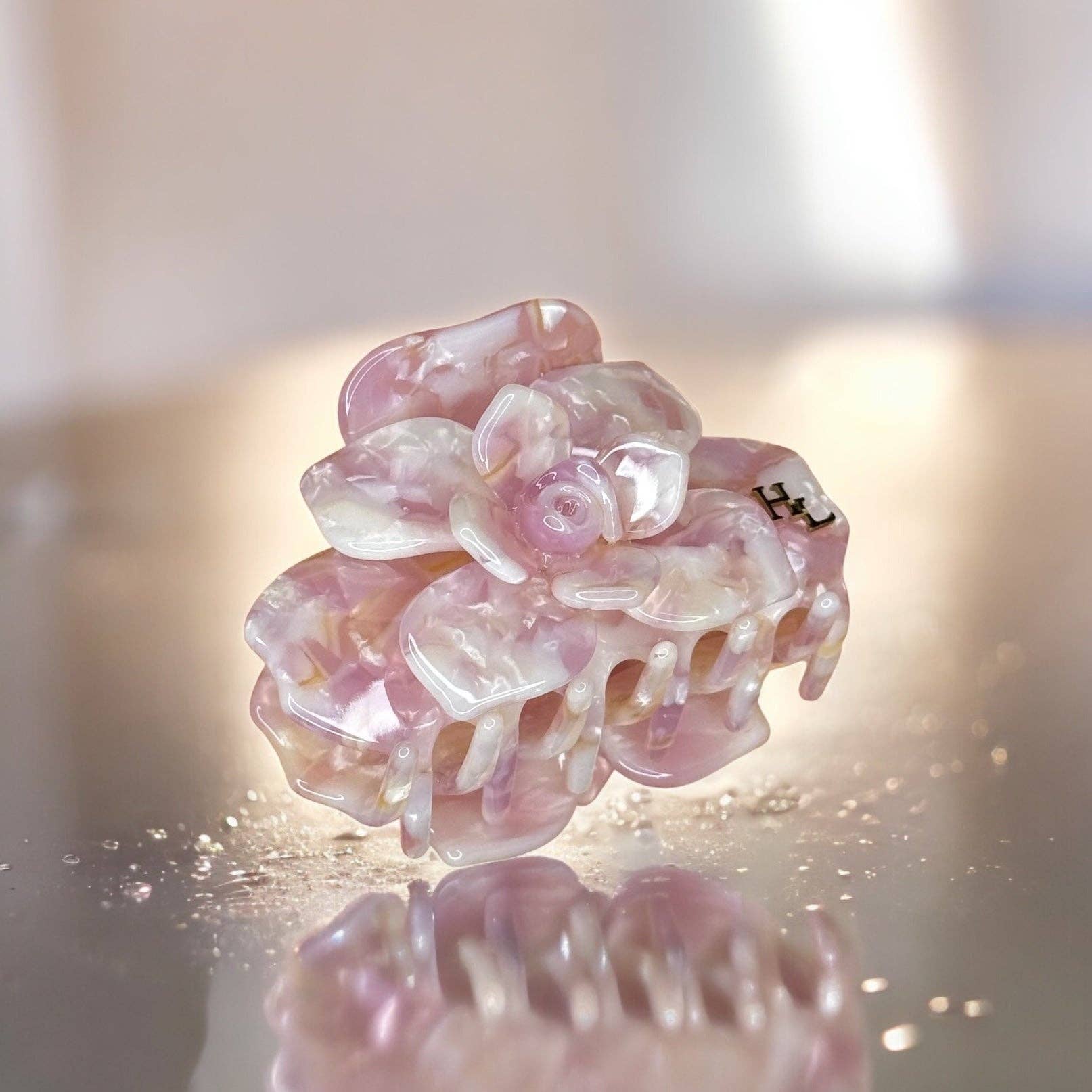 HoneyLux – Großhandel Haarclip – Damen – Acetat Magnolia Claw- Pink Pearl3