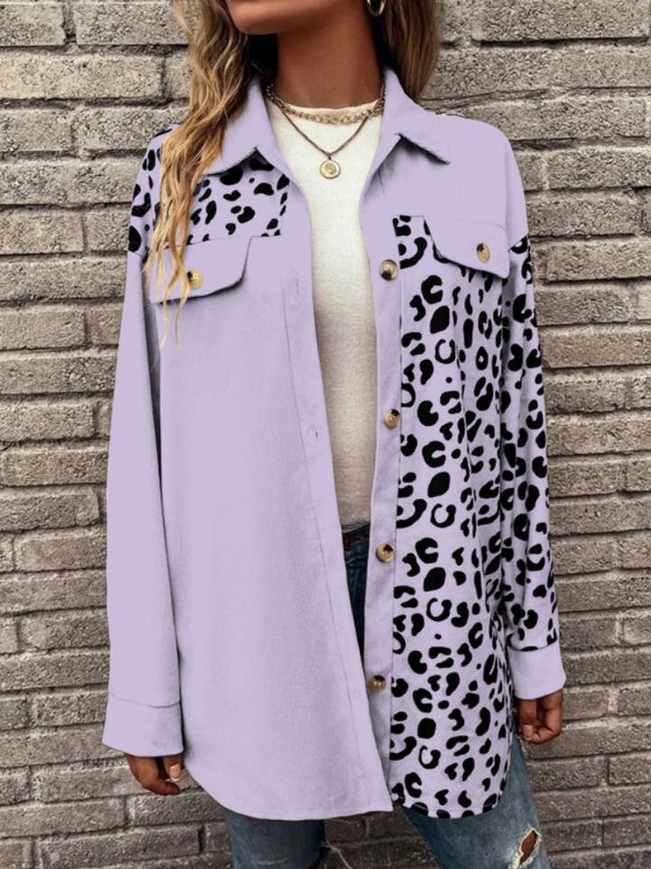HIDDENBRAND - Wholesale Shirt Jacket/Shacket - Women's - Leopard-Print Single-Breasted Midi Jacket