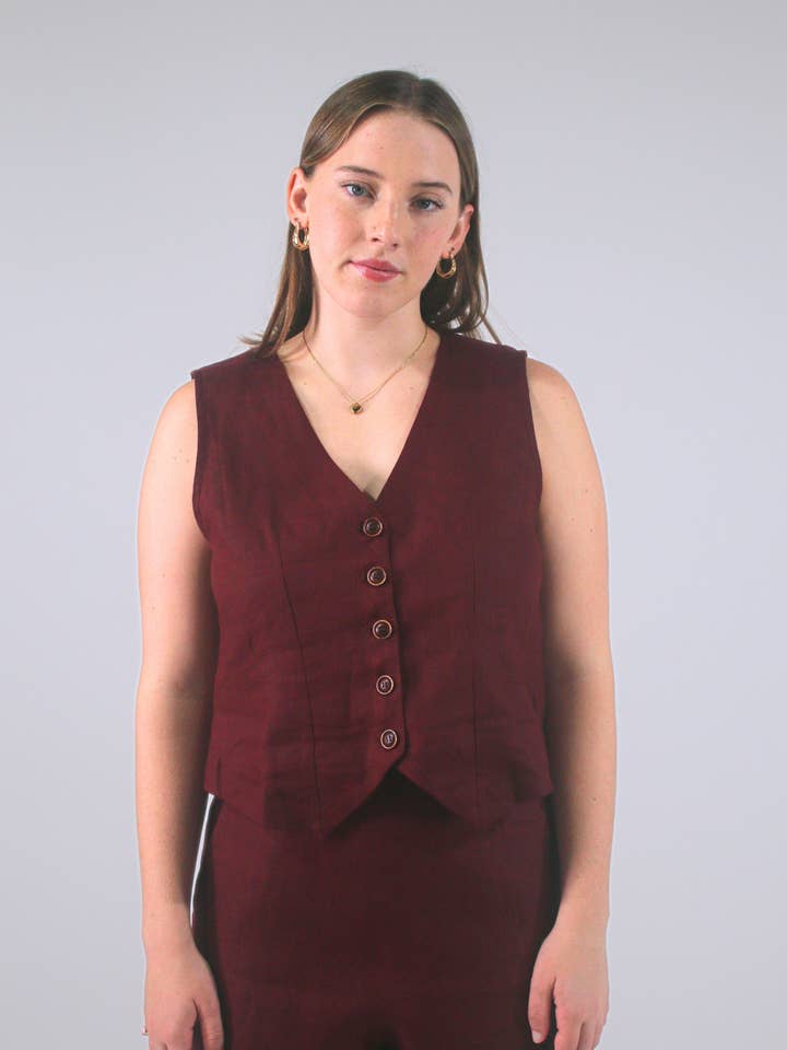 Jo 100% Linen Vest Shirt for wholesale by All Bodies