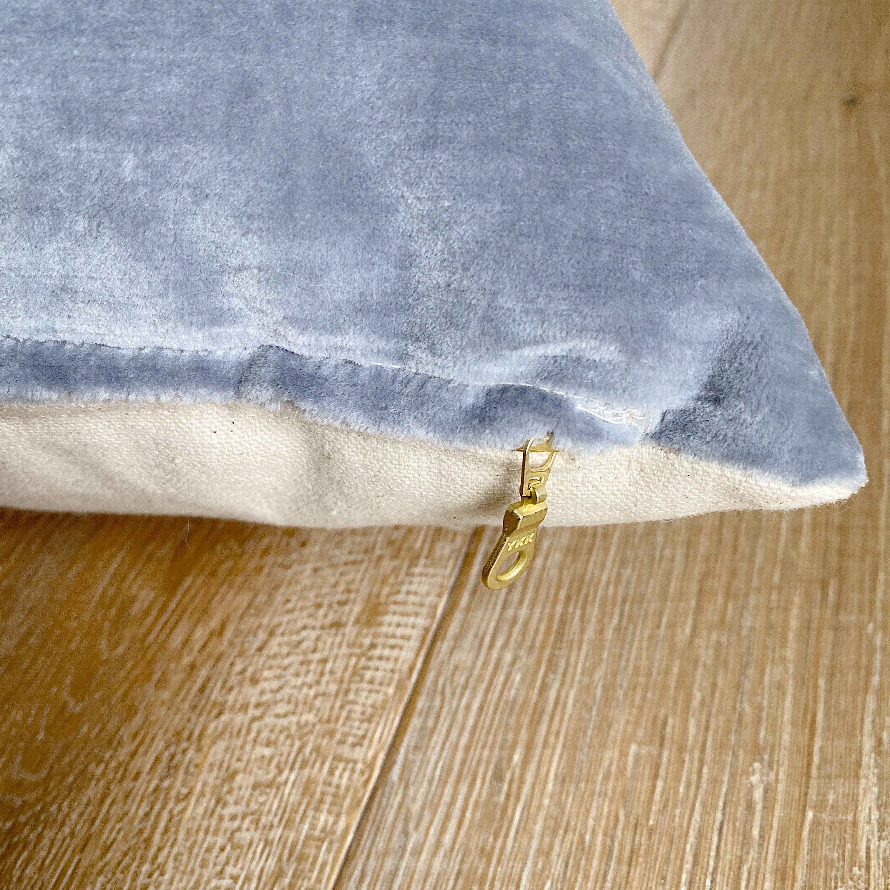 Linen & Ivory - Wholesale Throw Pillow Cover - HAYDEN || Velvet Striped Pillow Cover // Misty Blue4