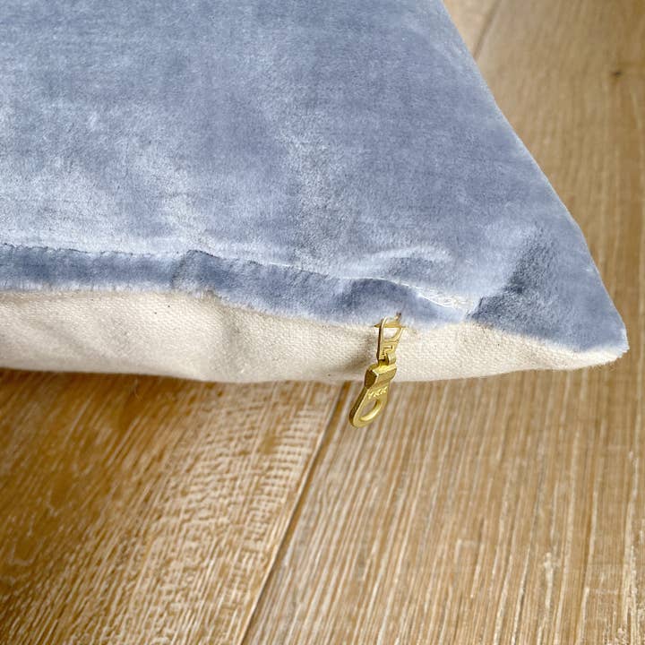 Linen & Ivory - Wholesale Throw Pillow Cover - HAYDEN || Velvet Striped Pillow Cover // Misty Blue4