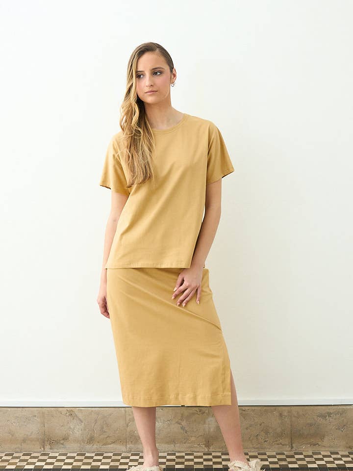 MIDI TUBE SKIRT SAND for wholesale by Cottyfish