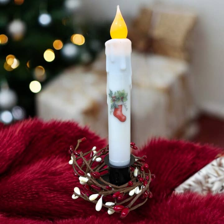 Small Town Dusk - Wholesale Flameless Candle - Christmas Stocking Battery Operated Timer Taper Candles