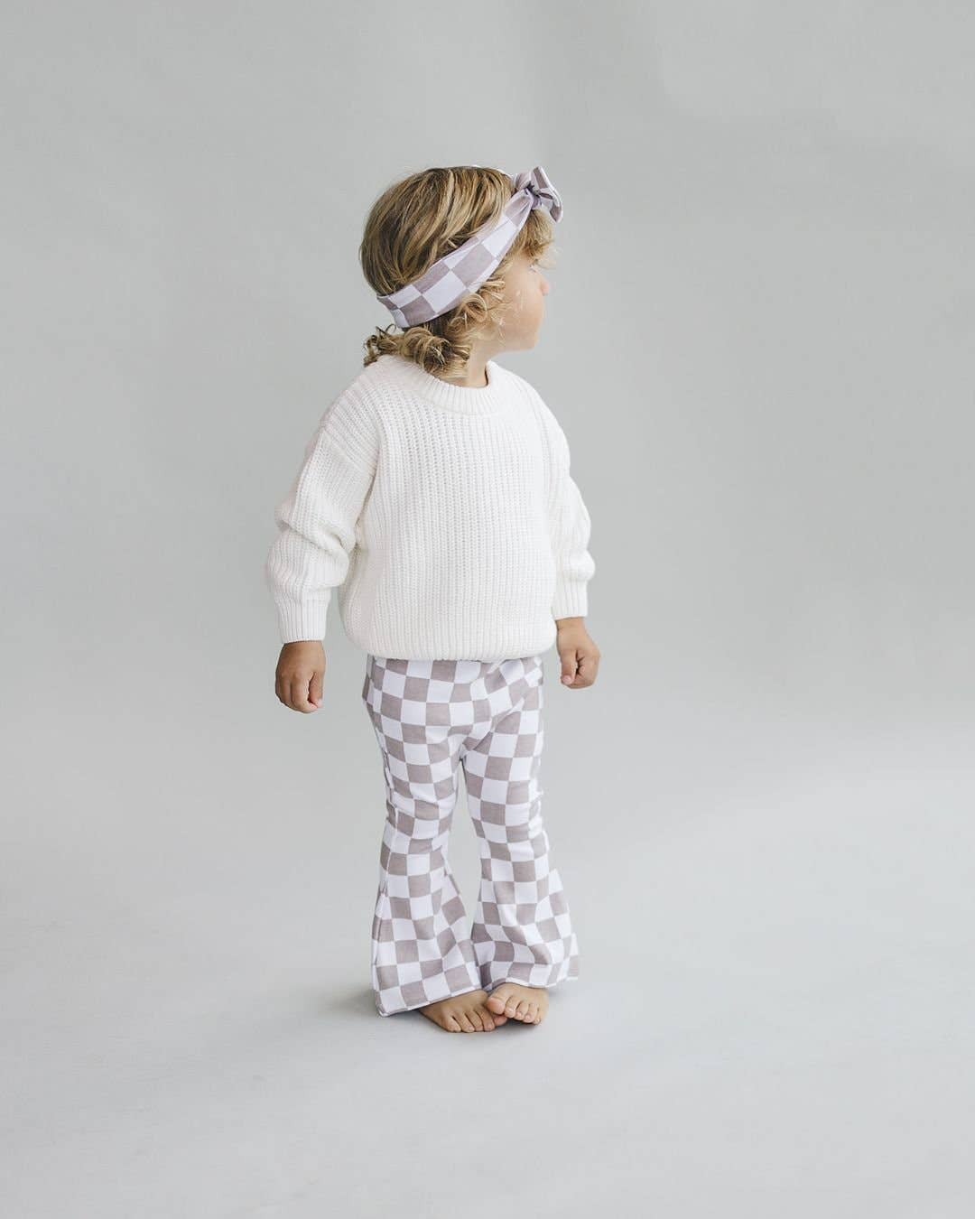 Lucky Panda Kids - Wholesale Pants - Baby - Checkered Flare Pants | Latte9
