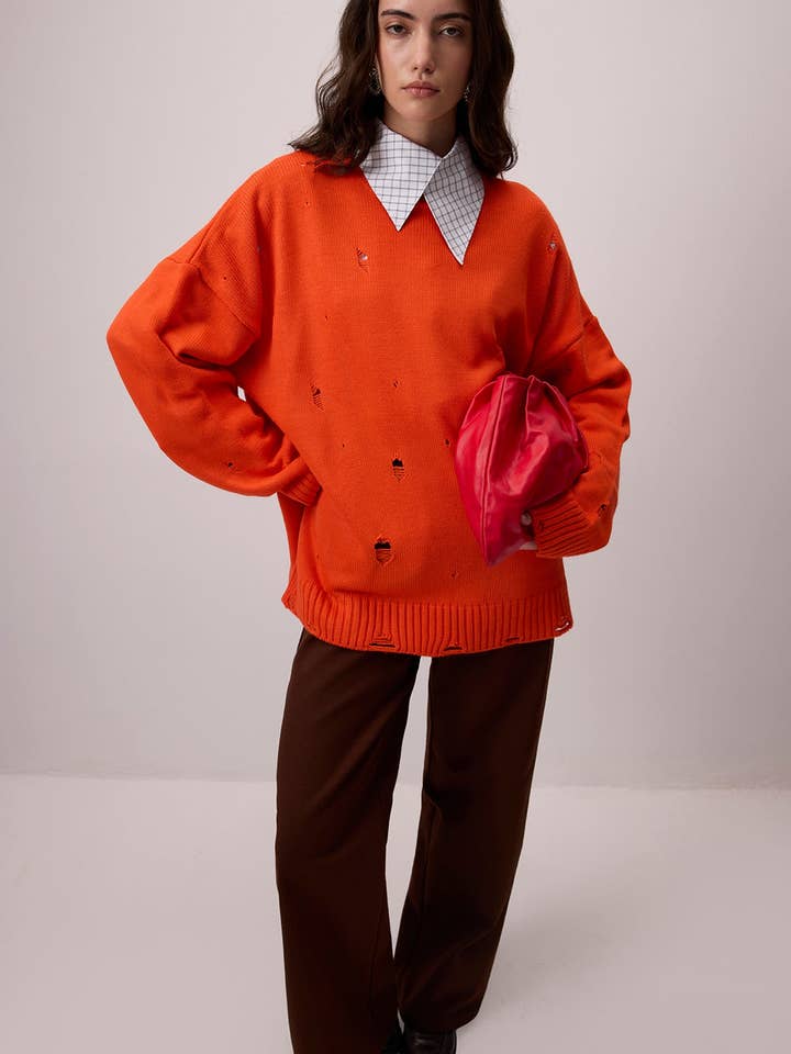 Distressed Oversized Knit Sweater for wholesale by Touché Privé