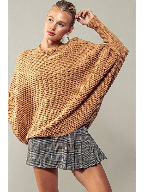 Urban Daizy - Wholesale Knit Sweater - Women's - Drop Sleeve Ribbed Crochet Knit Sweater