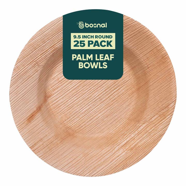 Bosnal Palm Leaf Bowls, 9.5 inch Round Soup Bowl, (200 Pcs) for wholesale by Bosnal