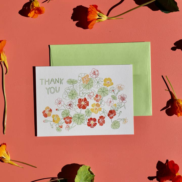 Maria Schoettler - Wholesale Thank You Card - Nasturtium Thank You Cards- Set of 61