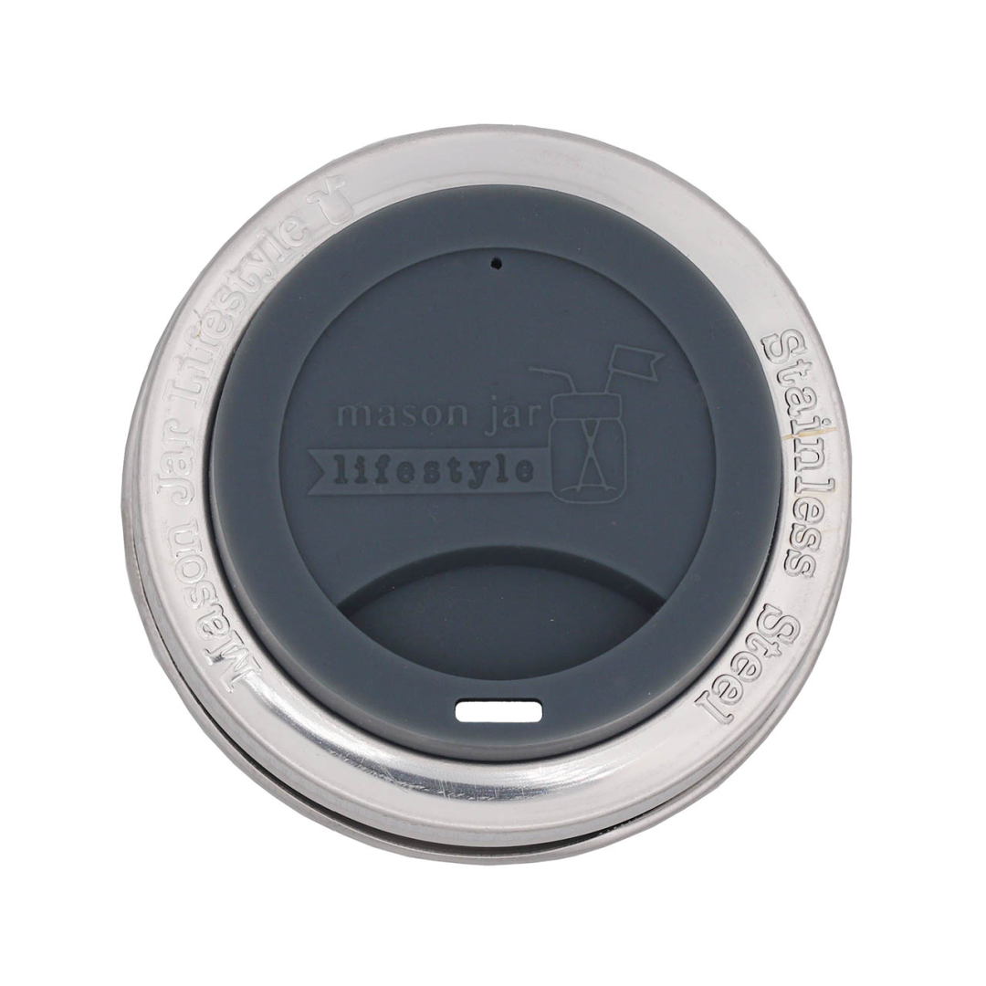 Mason Jar Lifestyle - Vente Couvercle de boisson - Couvercle en silicone avec bande en acier inoxydable pour bocaux0