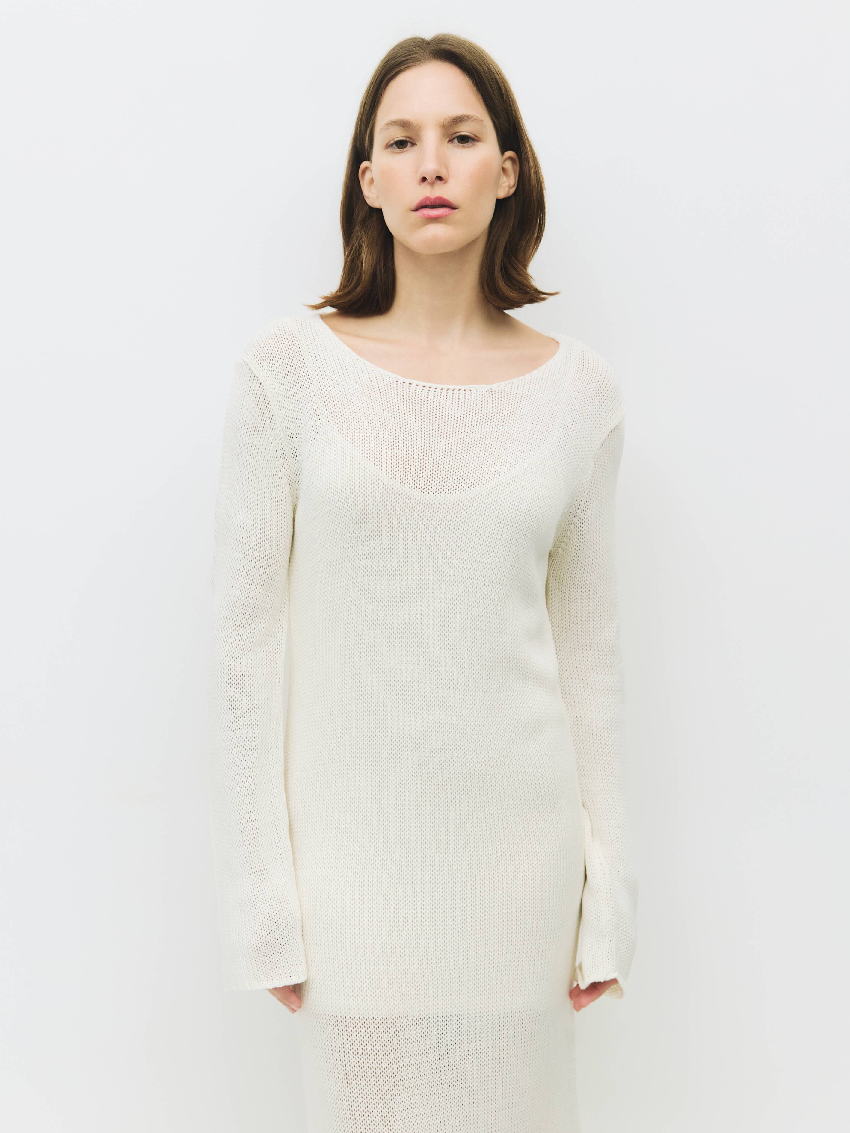 CREAM The Shauna Dress | Knit Long Sleeve Midi Dress for wholesale on Faire3