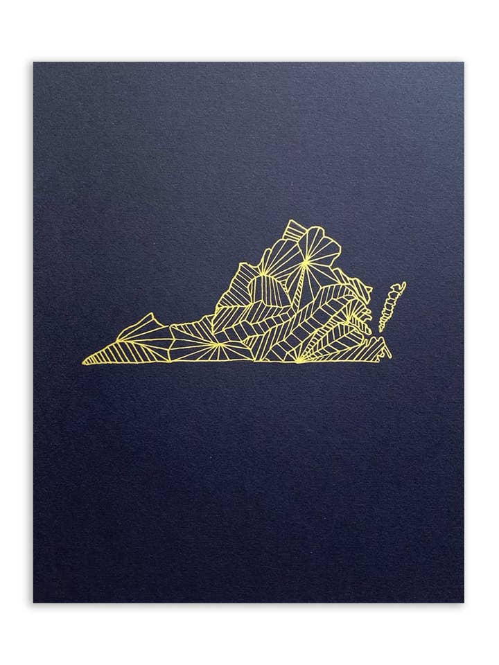 Virginia map | screenprint for wholesale by Suz Bax Art