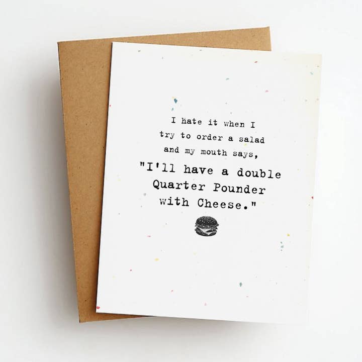 SALE Quarter Pounder Funny Everyday Greeting Card for wholesale by Skel & Co