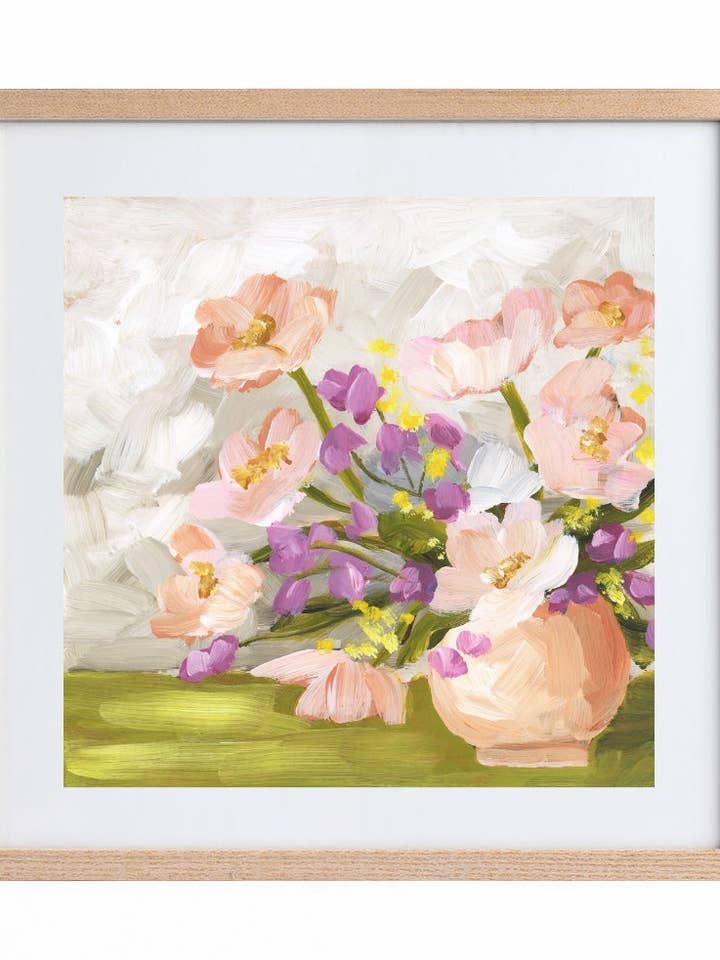 "Just Peachy” A Square Canvas Print for wholesale by Allie Burton Art