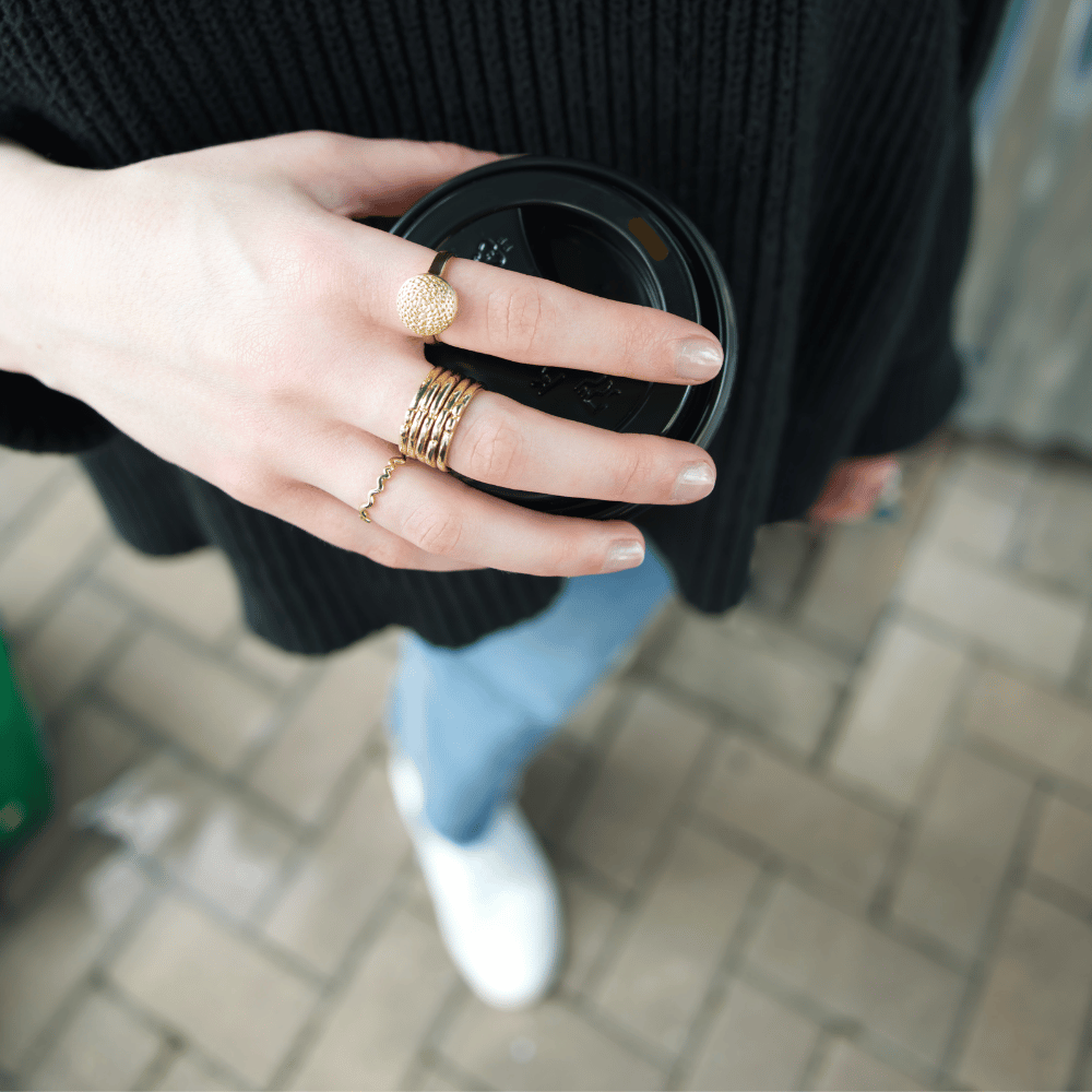 VUE by SEK - Wholesale Band/Stacked Ring - gold echo ring stack4