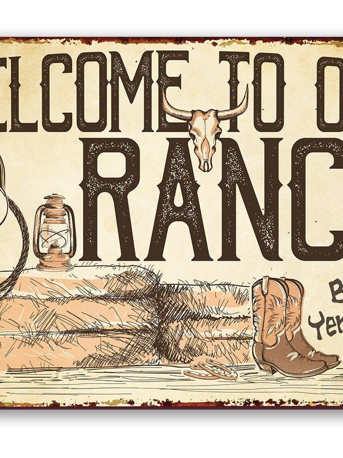 Cat Lover Sign | Welcome To Our Ranch for wholesale by Lone Star Art Metal Signs