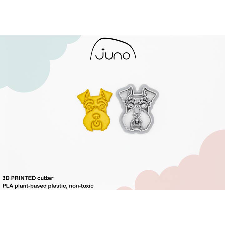 Schnauzer hundeansigt polymer ler kageudstikker for engroshandel hos Juno 3D