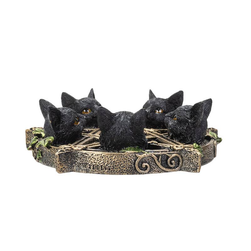 Pacific Trading - Wholesale Incense Holder - Black Cats on Pentagram Incense Burner1
