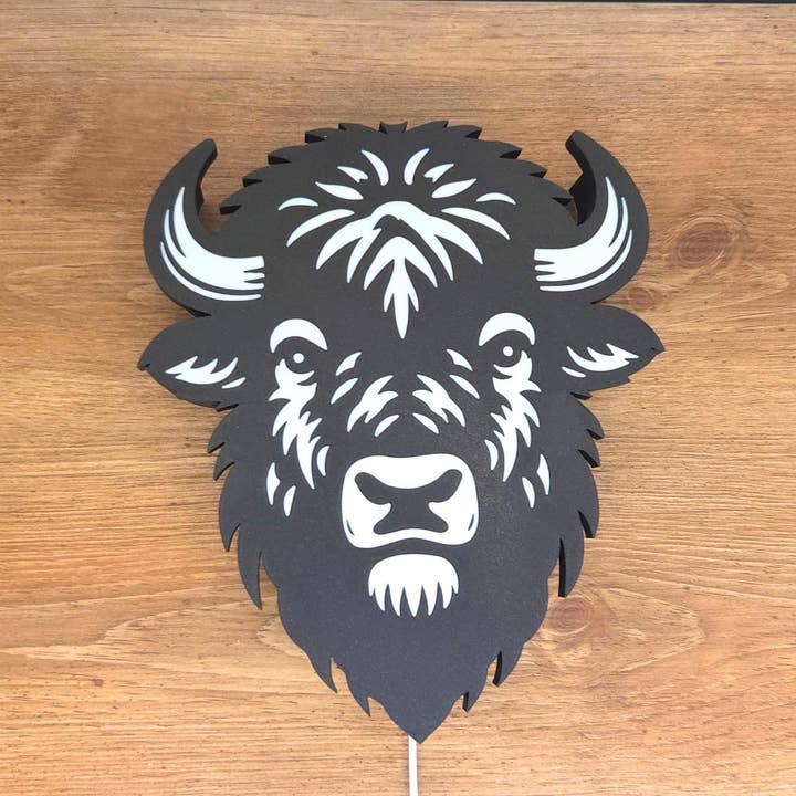 Wall Mounted Bison Mascot Lamp for wholesale by ModoWorks