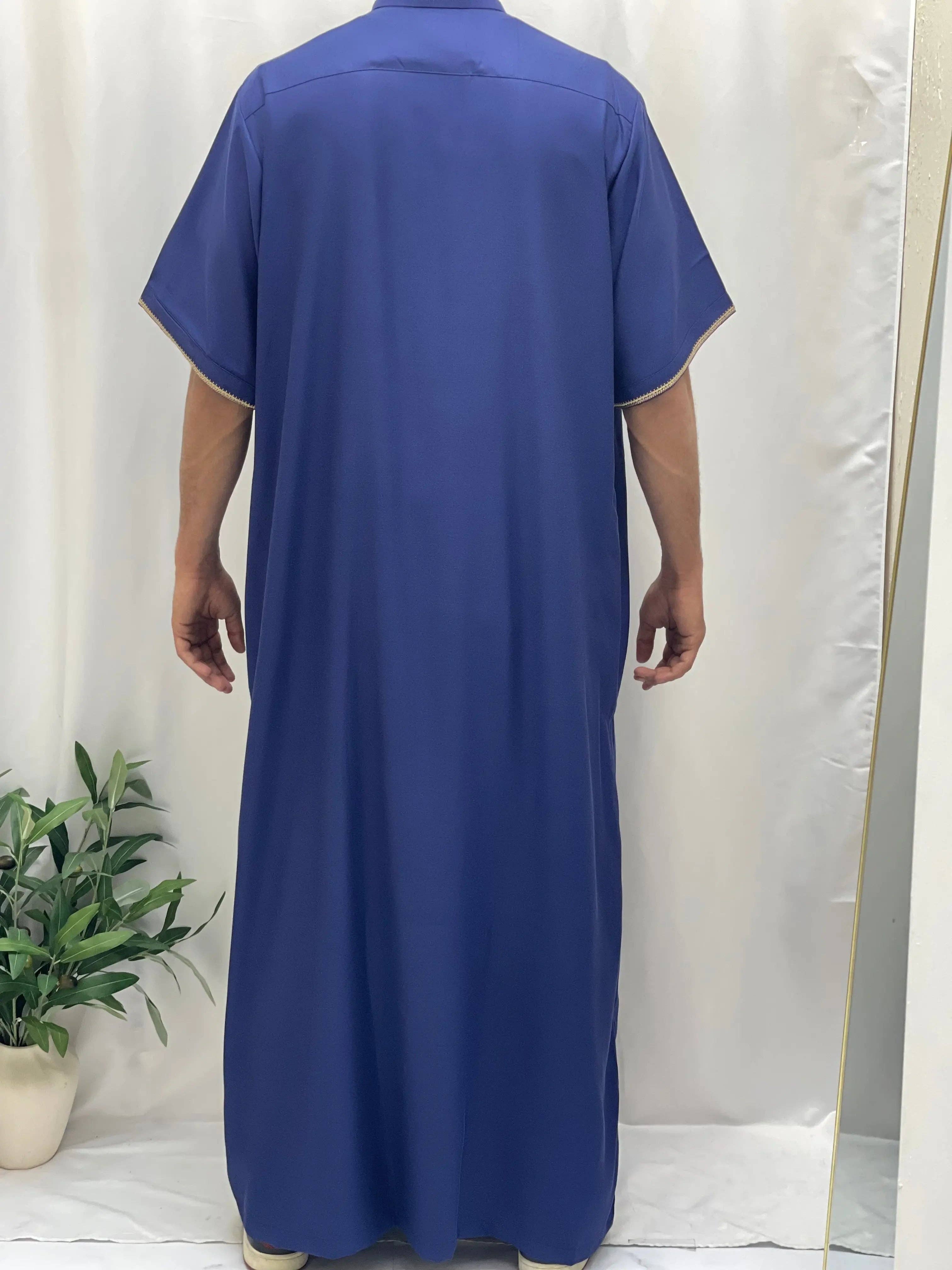 Palestinian Elegance - Wholesale  - Timeless Elegance: Men's Durable Kaftan Thobe with Gold Details14