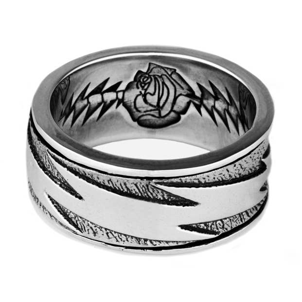 Cynthia Gale New York – Engroshandel Båndring – Grateful Dead 13-punkts lynbolt Sterling sølv spinnerring0