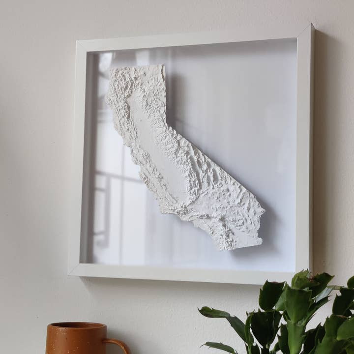 Micropolitan - Vente Décoration murale - Carte topographique 3D de la Californie | Art mural encadré