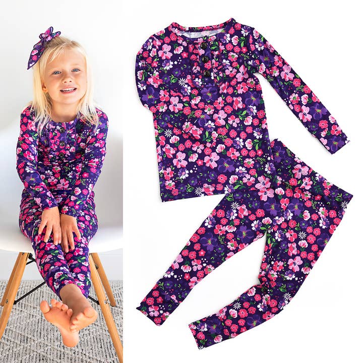 Mila Ruffle Two Piece Bamboo Clothing Children for wholesale by Gigi and Max