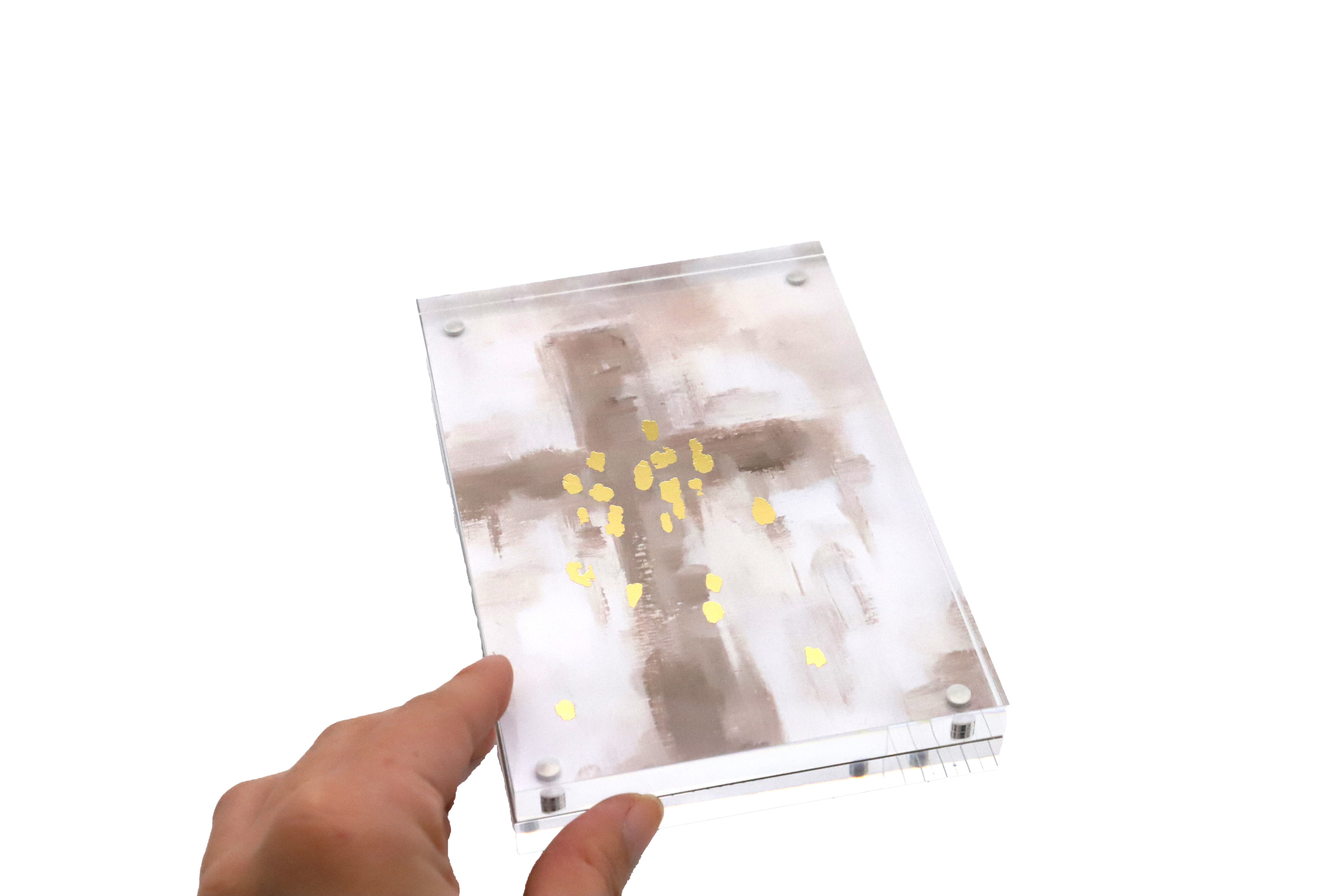 Mads Studio & Co. - Wholesale Art Print - Acrylic Cross Art with Gold Foil - Tan1