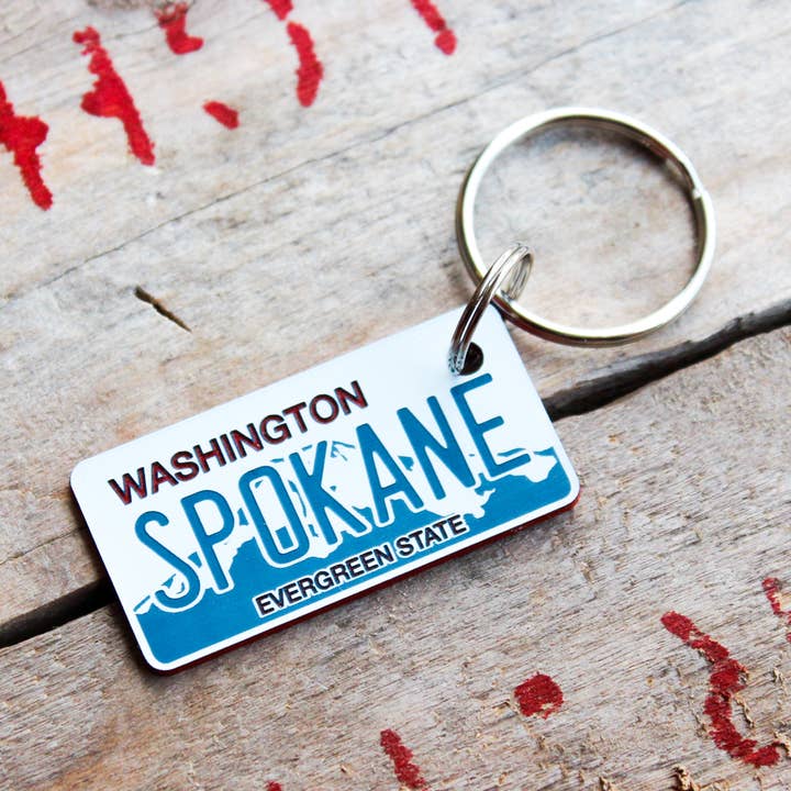 Anpassningsbar graverad plast nyckelring - Washington för wholesale av The Laundry Room Shop