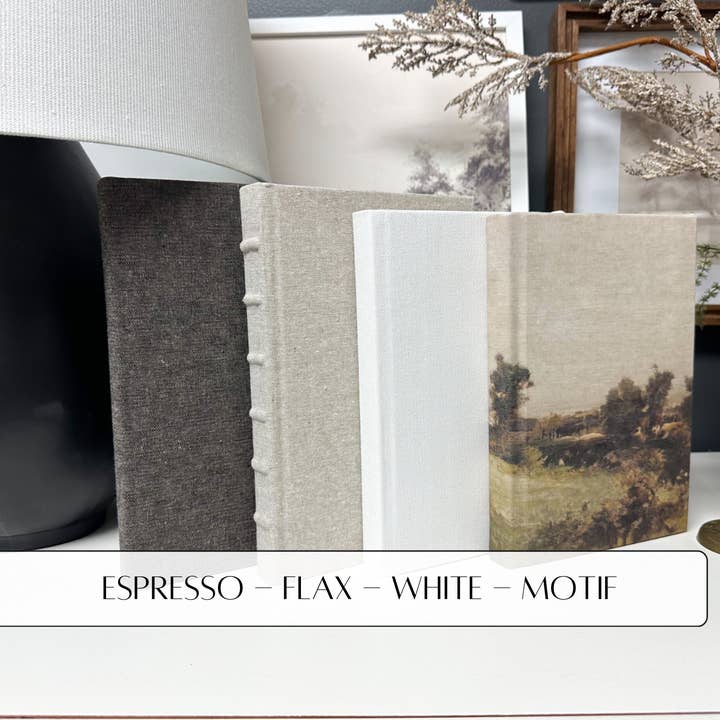 The House of Elements - Wholesale Decorative Tabletop Object - Fabric Wrapped Decorative Book with Motif Design-Shelf Decor