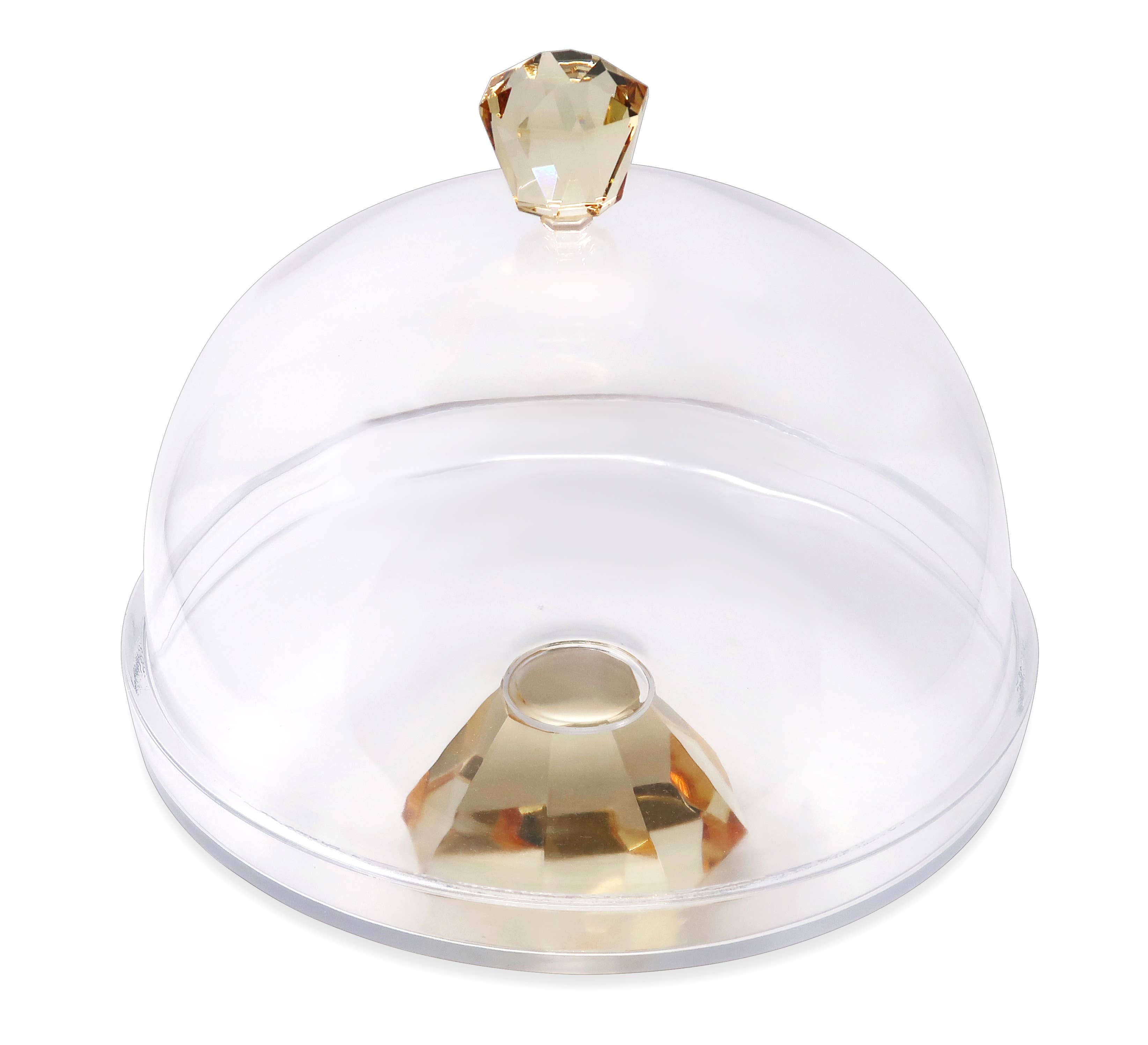 VIVIENCE - Wholesale Cake Stand - Glass Cake Dome with Colored Diamond Base and Knob, 13"D2