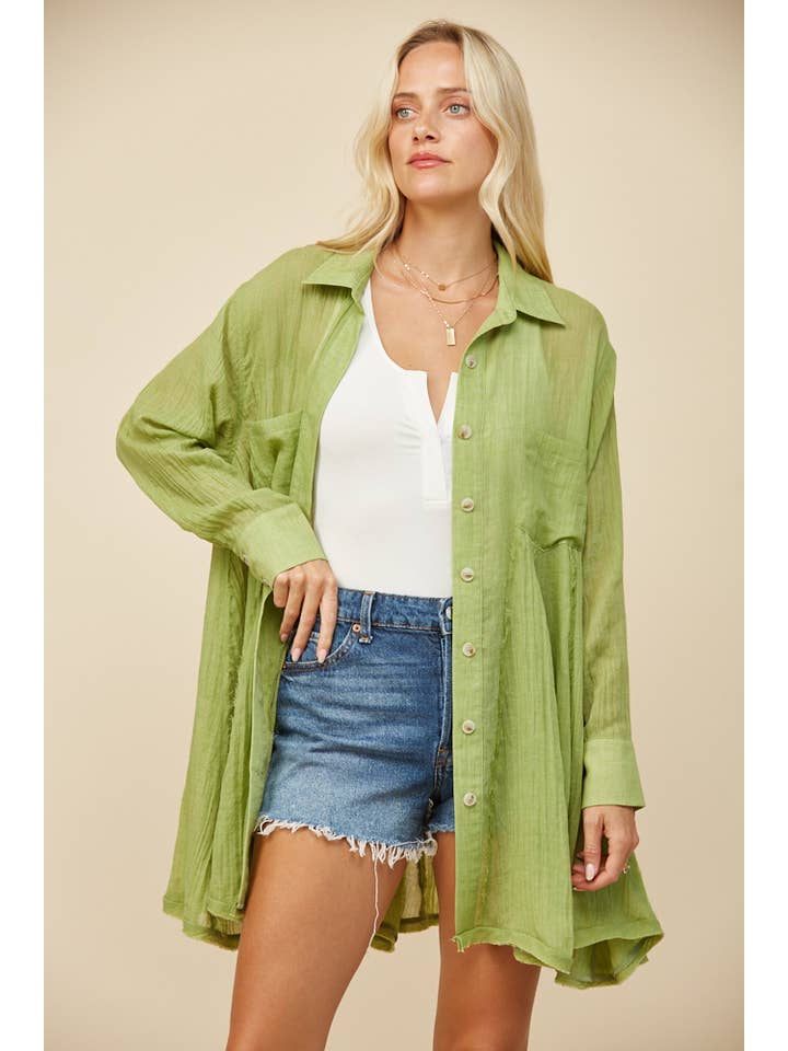 WISTERIA LANE - Vendita all'ingrosso Camicia button down - Donna - CAMICIA A PANNELLI LARGHI IN GARZA 3333 PISTACCHIO7