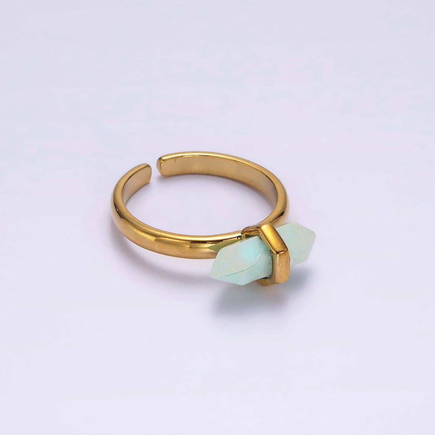 Aim Eternal - Vente Solitaire - Bague en or 14 carats en forme de citrine, quartz rose, aigue-marine, amazonite, howlite, améthyste, labradorite, onyx | O1043 - O10502
