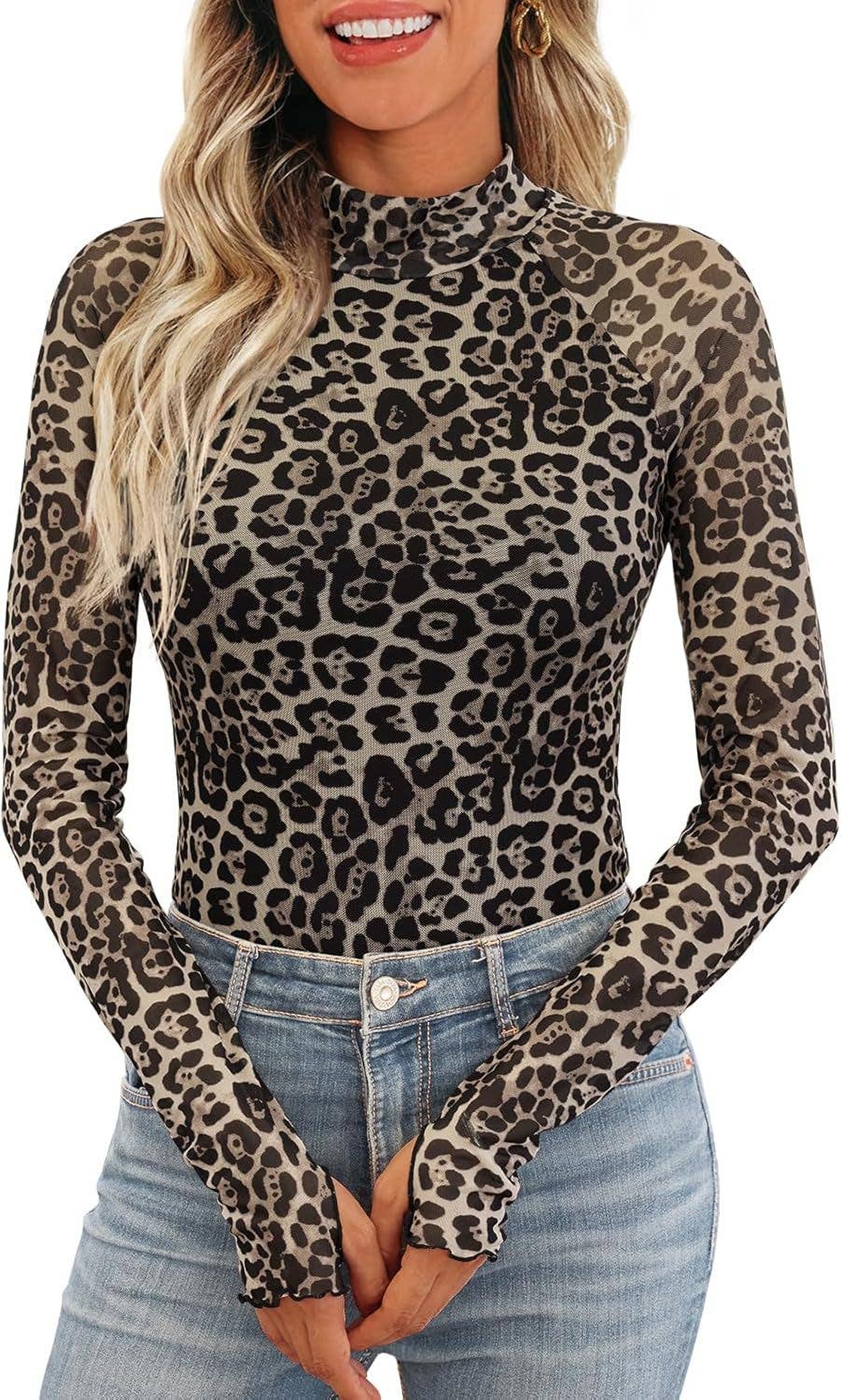 Rosa Clothing - Wholesale Shirt - Women's - Lining High Neck Lace Mesh Print Base Layer Shirt0