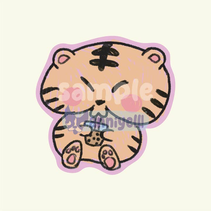 anniyell - Vente Autocollant - Autocollant découpé sous pression boba tiger1
