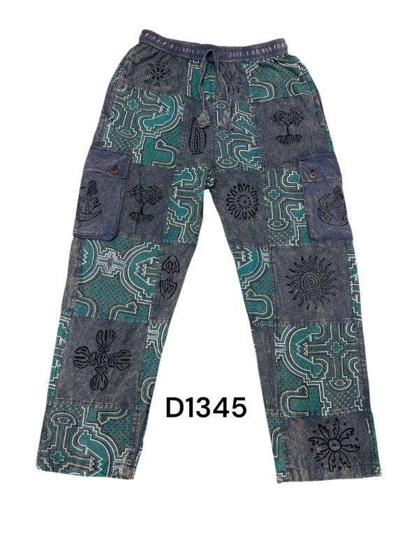 Pantalon Tribal Montagne à Imprimé Bloc Patchwork en Coton D1345 pour la vente par Rising International Inc