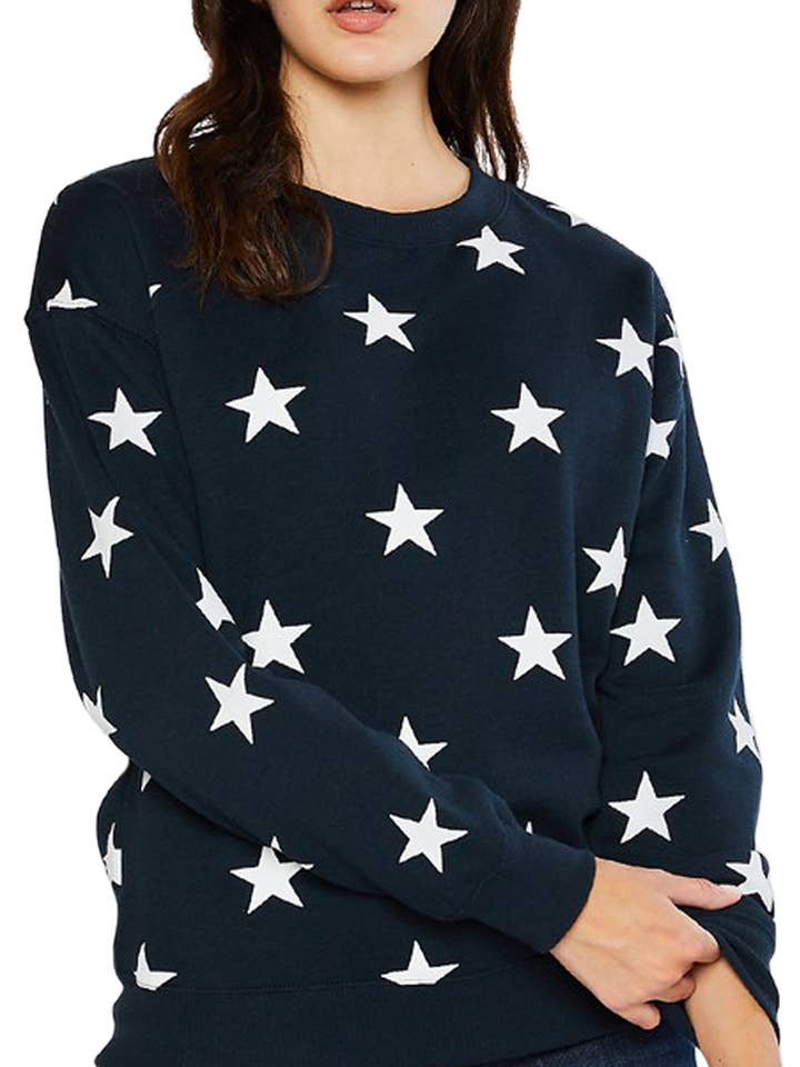 Fleece All Over Star Printing Crewneck Sweatshirts for wholesale by Vanilla Monkey