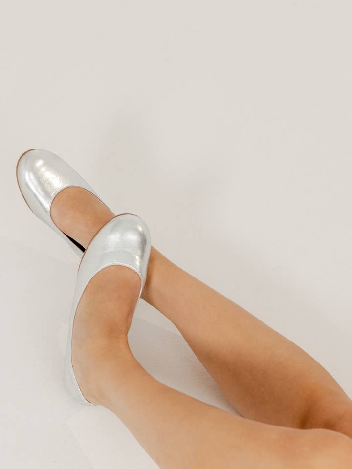 Turf – wholesale Lågskor - Dam – Ballerina Pärla Silver, Veganska Skor För Kvinnor