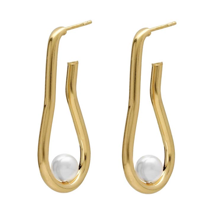 Pendientes aro Milan perla en Plata para venta al por mayor de Victoria Cruz