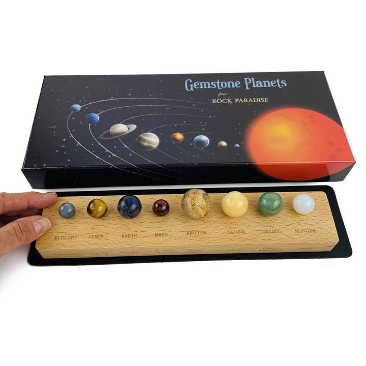 Rock Paradise - Wholesale Spiritual Stone/Crystal - Gemstone Solar System Planets in a Box Crystal Spheres1