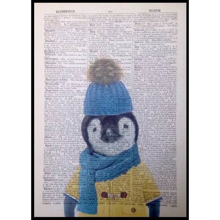 Penguin Dictionary Wall Art Print - Quirky Animal Wall Art for wholesale by Parksmoonprints