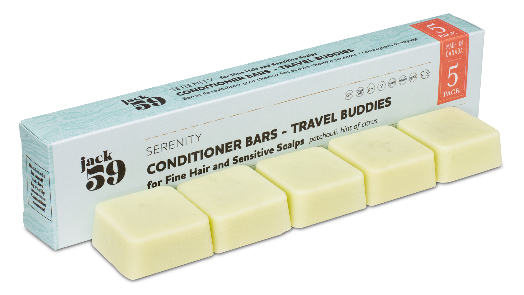 Jack59 Inc. - Vente Après-shampoing - Barres d'après-shampoing Travel Buddies - Recharge (pack de 5) - Jack598