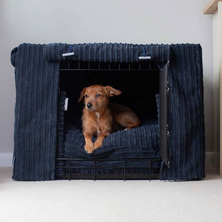 Lords and Labradors - Wholesale Pet Bed - Dog - Dog Crate Set in Navy Essentials Plush