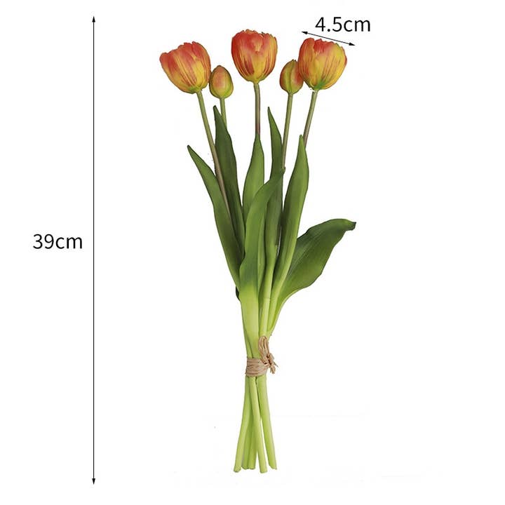 ACNITE(We cover U.S. import duties) - Wholesale Artificial Flowers - 5-heads artificial double tulips bunch real touch tulips6