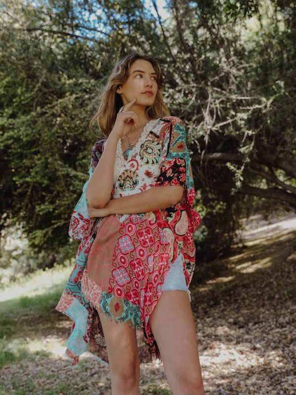 Leto Accessories - Wholesale Kimono - Women's - Spring & Summer Floral Patchwork Kimono6