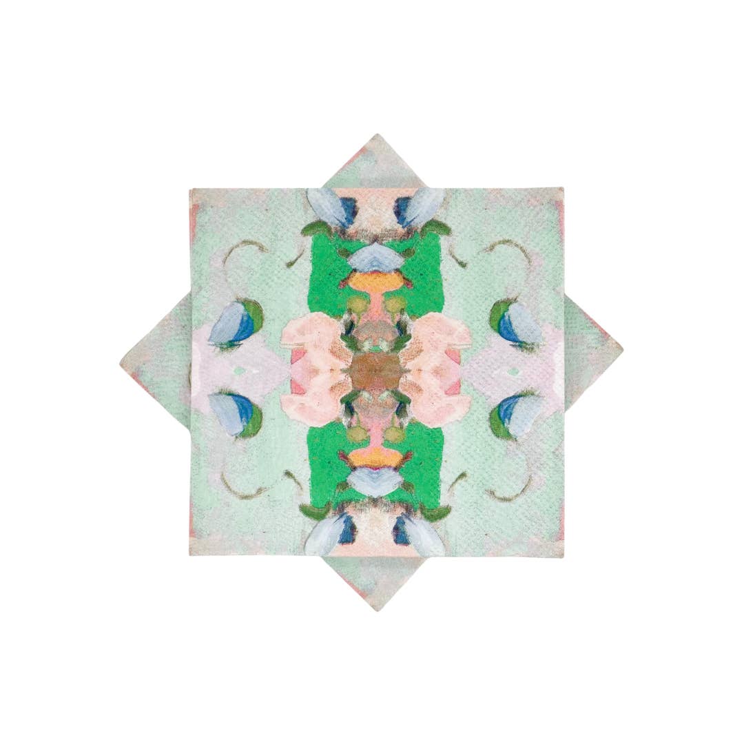 Laura Park Designs - Wholesale Disposable Napkin - Monet's Garden Green Cocktail Napkins